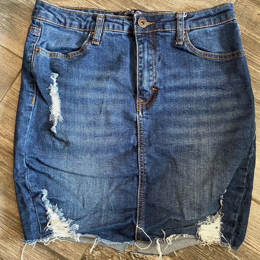 “wax jeans” jean skirt from FashionNova